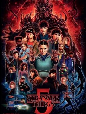 Stranger Things 5 Art Poster - Red & Black